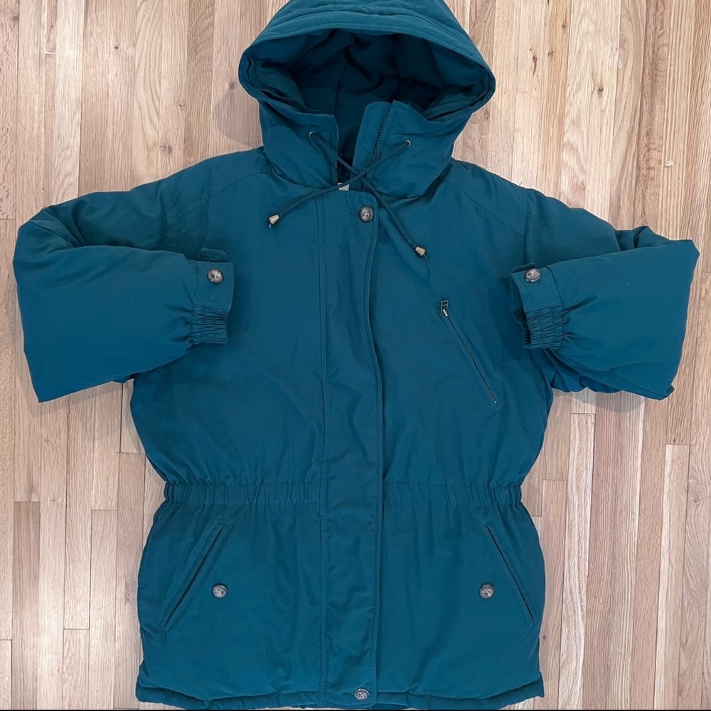 VTG Eddie Bauer 90s Womens Premier Polar Parka Goose Down Coyote Fur Hood - sz L